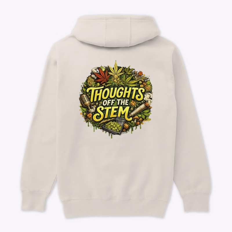 official thoughts off the stem botanical graphic hoodie. beige hoodies with thoughts off the stem botanical graphic.
